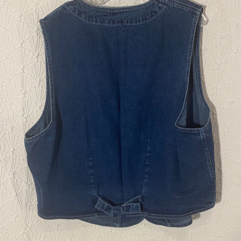 Embroidered Vintage Easy Denim Vest Bohemian/Western Country Attire Layering - Picture 7 of 8